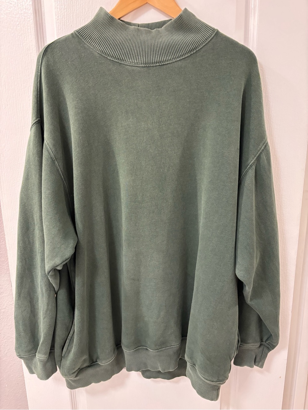 aerie Oversized Mock Neck Sweatshirt Hunter Green Pockets